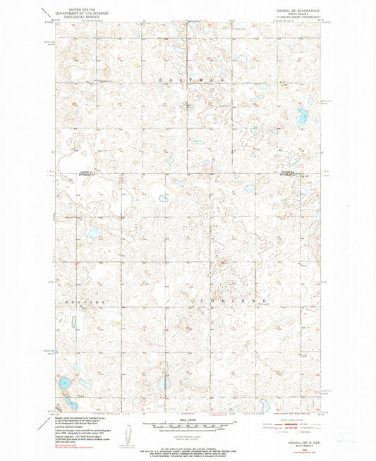 Classic USGS Kensal SE North Dakota 7.5'x7.5' Topo Map Image