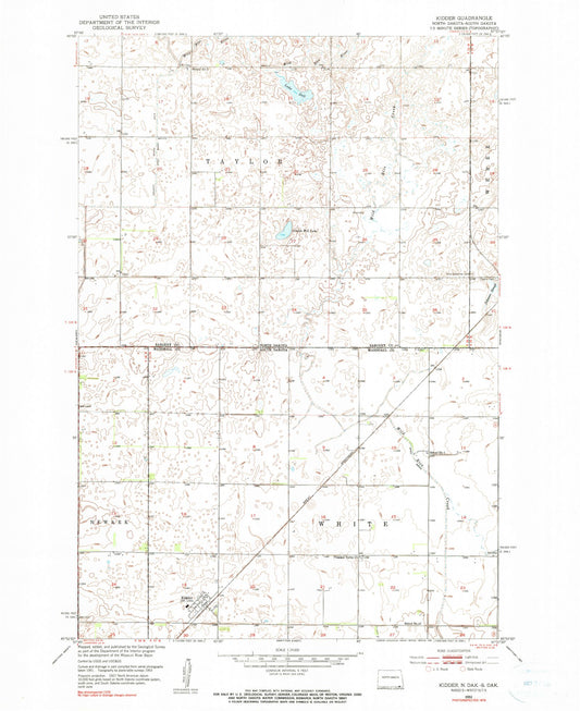Classic USGS Kidder South Dakota 7.5'x7.5' Topo Map Image