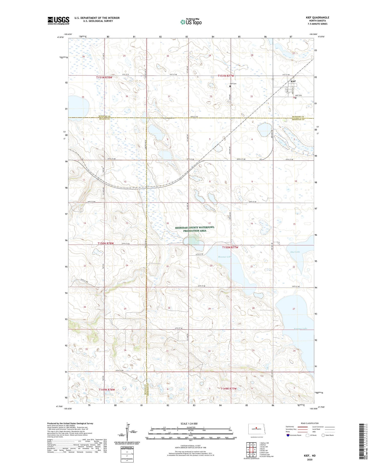 Kief North Dakota US Topo Map Image