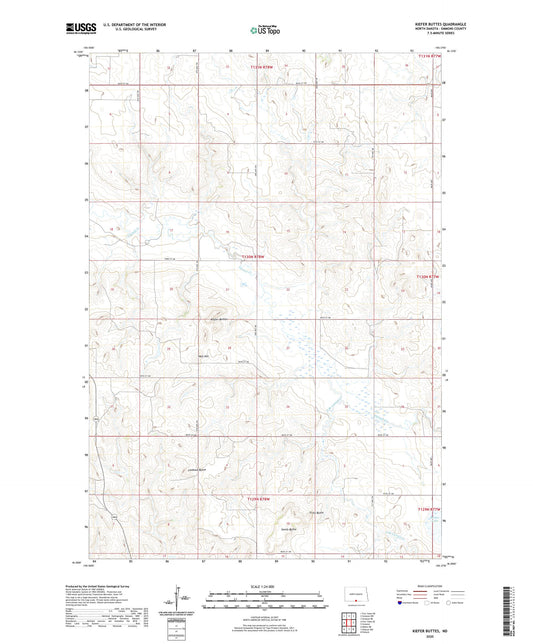 Kiefer Buttes North Dakota US Topo Map Image