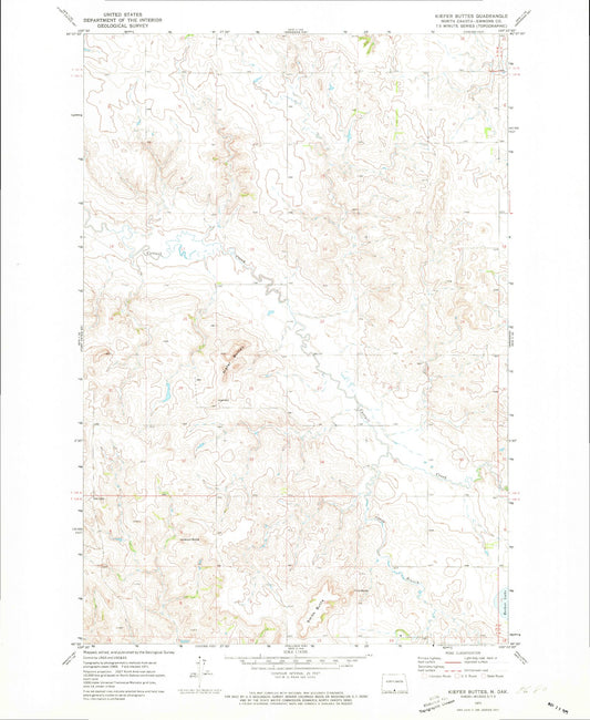 Classic USGS Kiefer Buttes North Dakota 7.5'x7.5' Topo Map Image