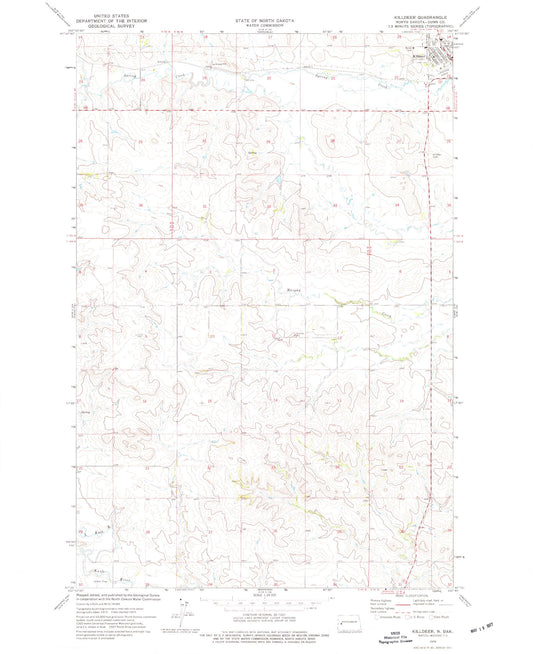 Classic USGS Killdeer North Dakota 7.5'x7.5' Topo Map Image