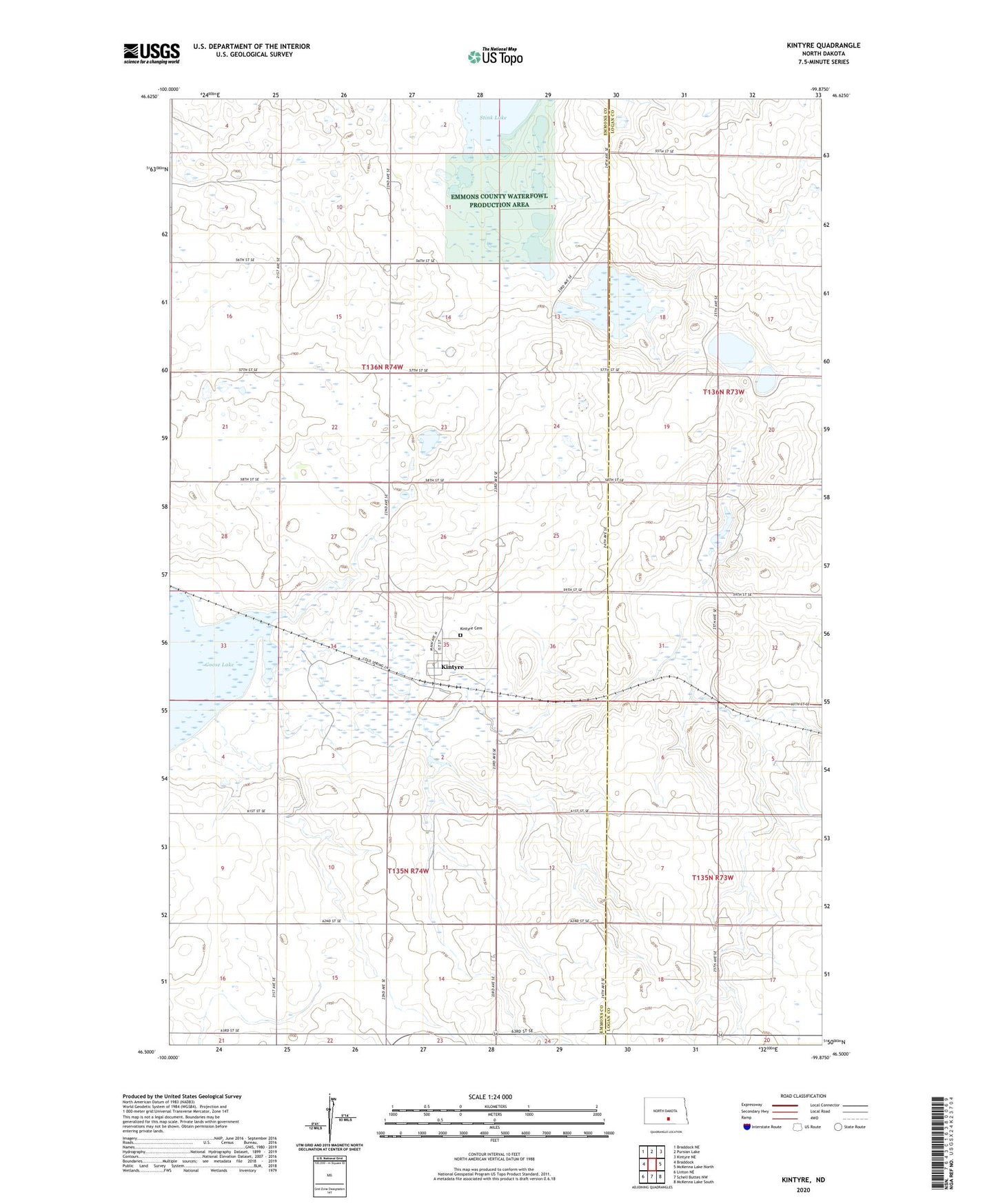 Kintyre North Dakota US Topo Map Image