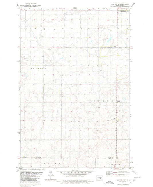 Classic USGS Kintyre NE North Dakota 7.5'x7.5' Topo Map Image