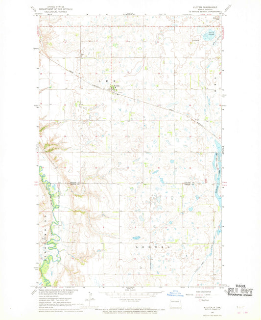 Classic USGS Kloten North Dakota 7.5'x7.5' Topo Map Image
