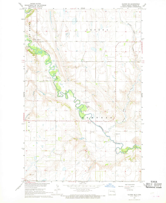 Classic USGS Kloten SE North Dakota 7.5'x7.5' Topo Map Image