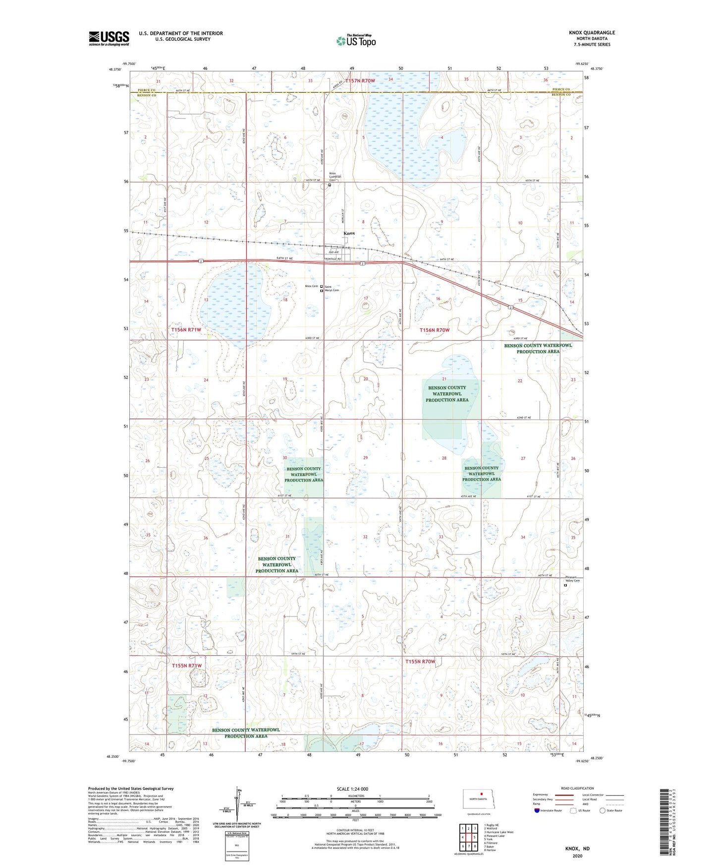 Knox North Dakota US Topo Map Image