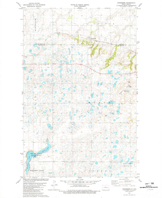 Classic USGS Kongsberg North Dakota 7.5'x7.5' Topo Map Image