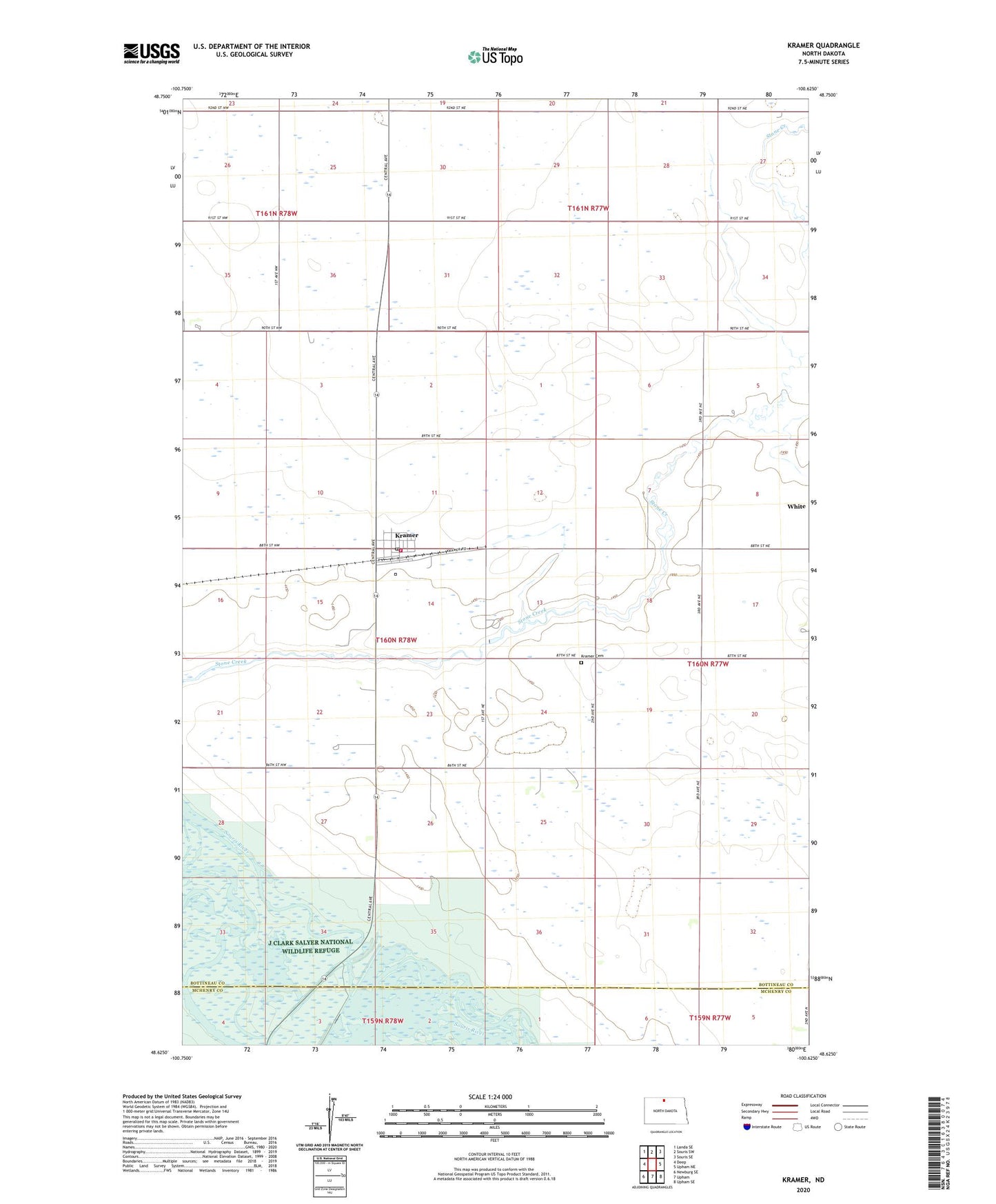 Kramer North Dakota US Topo Map Image