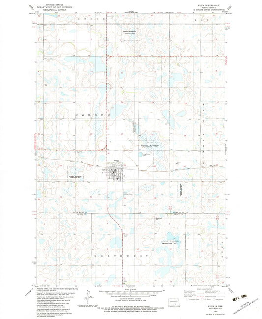 Classic USGS Kulm North Dakota 7.5'x7.5' Topo Map Image