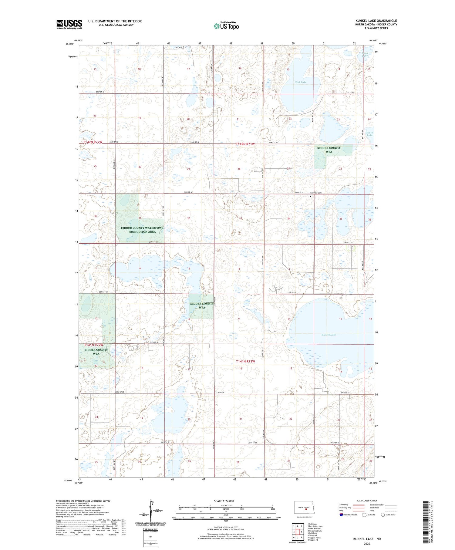 Kunkel Lake North Dakota US Topo Map Image