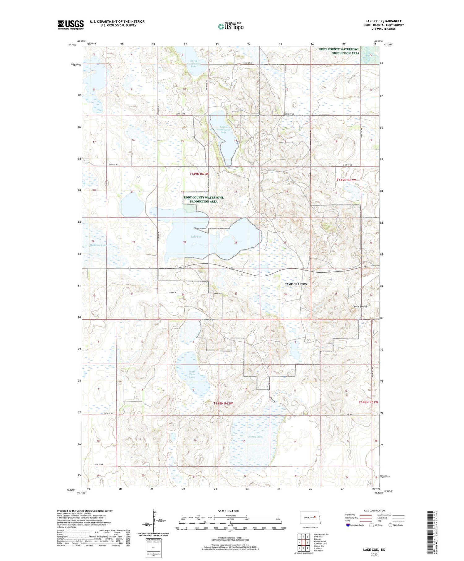 Lake Coe North Dakota US Topo Map Image