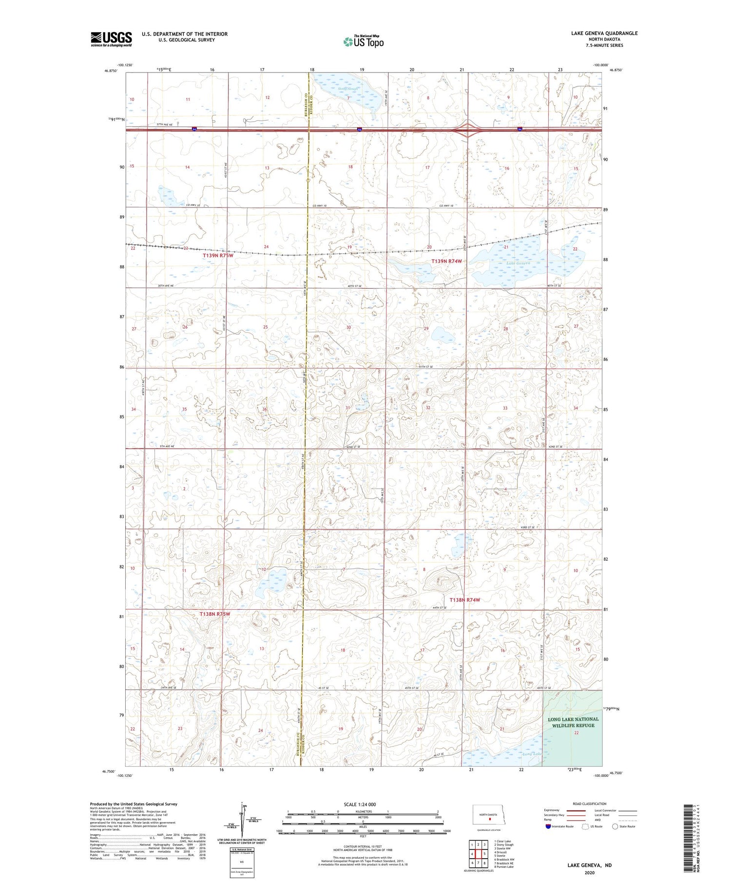 Lake Geneva North Dakota US Topo Map Image
