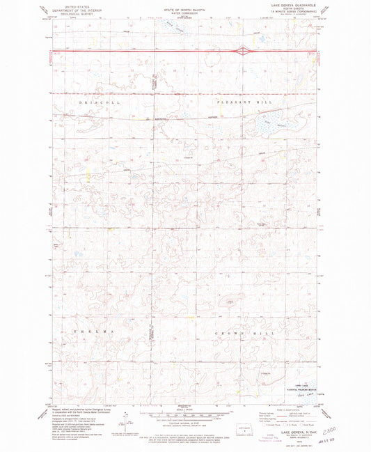 Classic USGS Lake Geneva North Dakota 7.5'x7.5' Topo Map Image