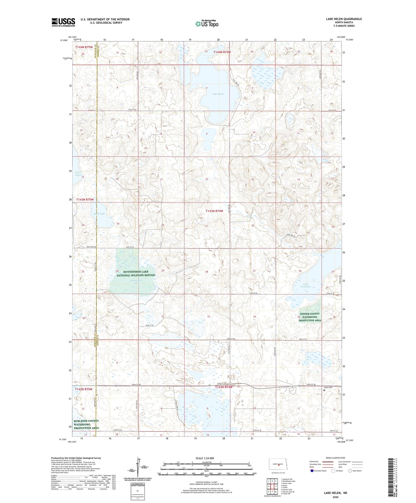 Lake Helen North Dakota US Topo Map Image