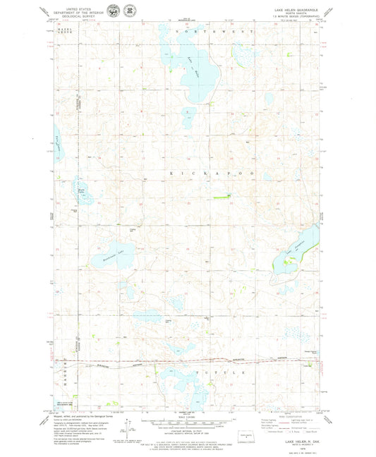 Classic USGS Lake Helen North Dakota 7.5'x7.5' Topo Map Image