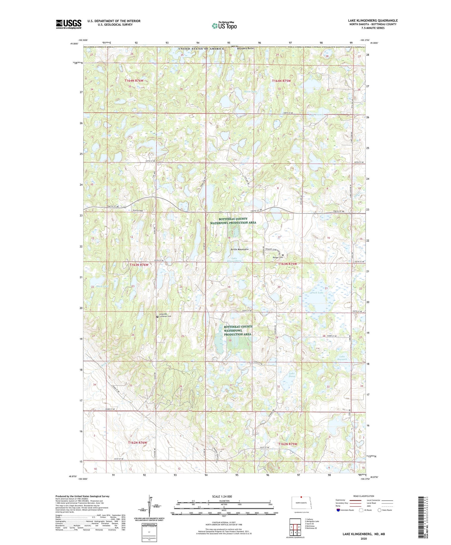 Lake Klingenberg North Dakota US Topo Map Image