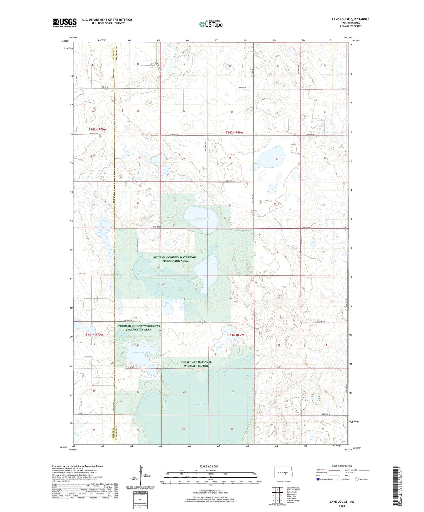 Lake Louise North Dakota US Topo Map Image