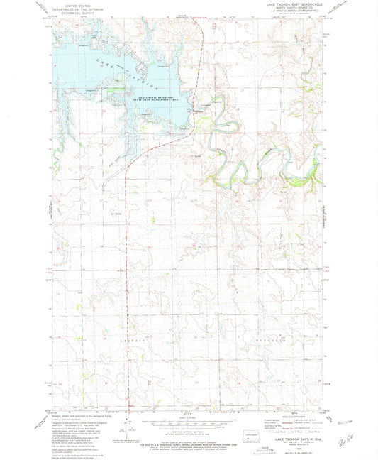 Classic USGS Lake Tschida East North Dakota 7.5'x7.5' Topo Map Image