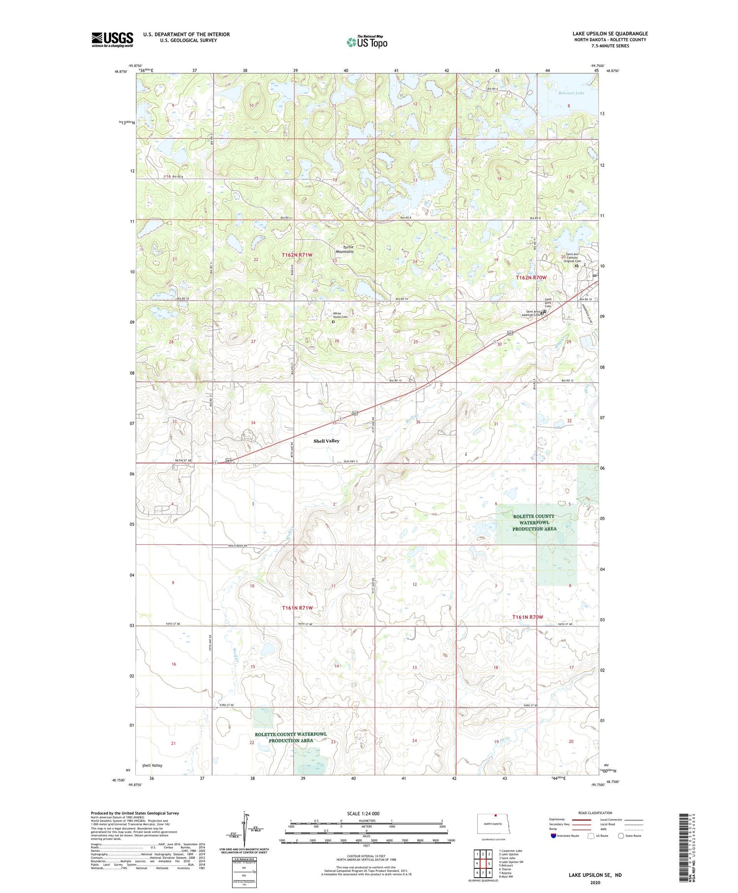 Lake Upsilon SE North Dakota US Topo Map Image