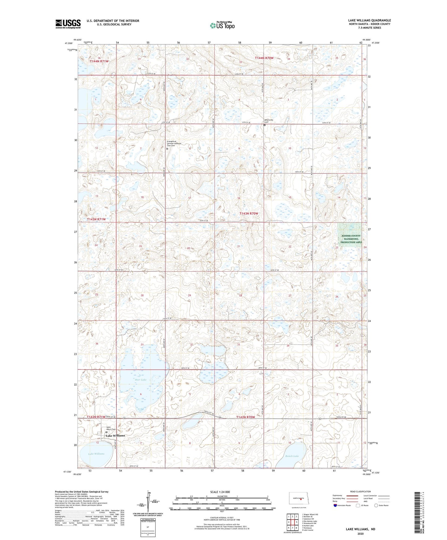 Lake Williams North Dakota US Topo Map Image