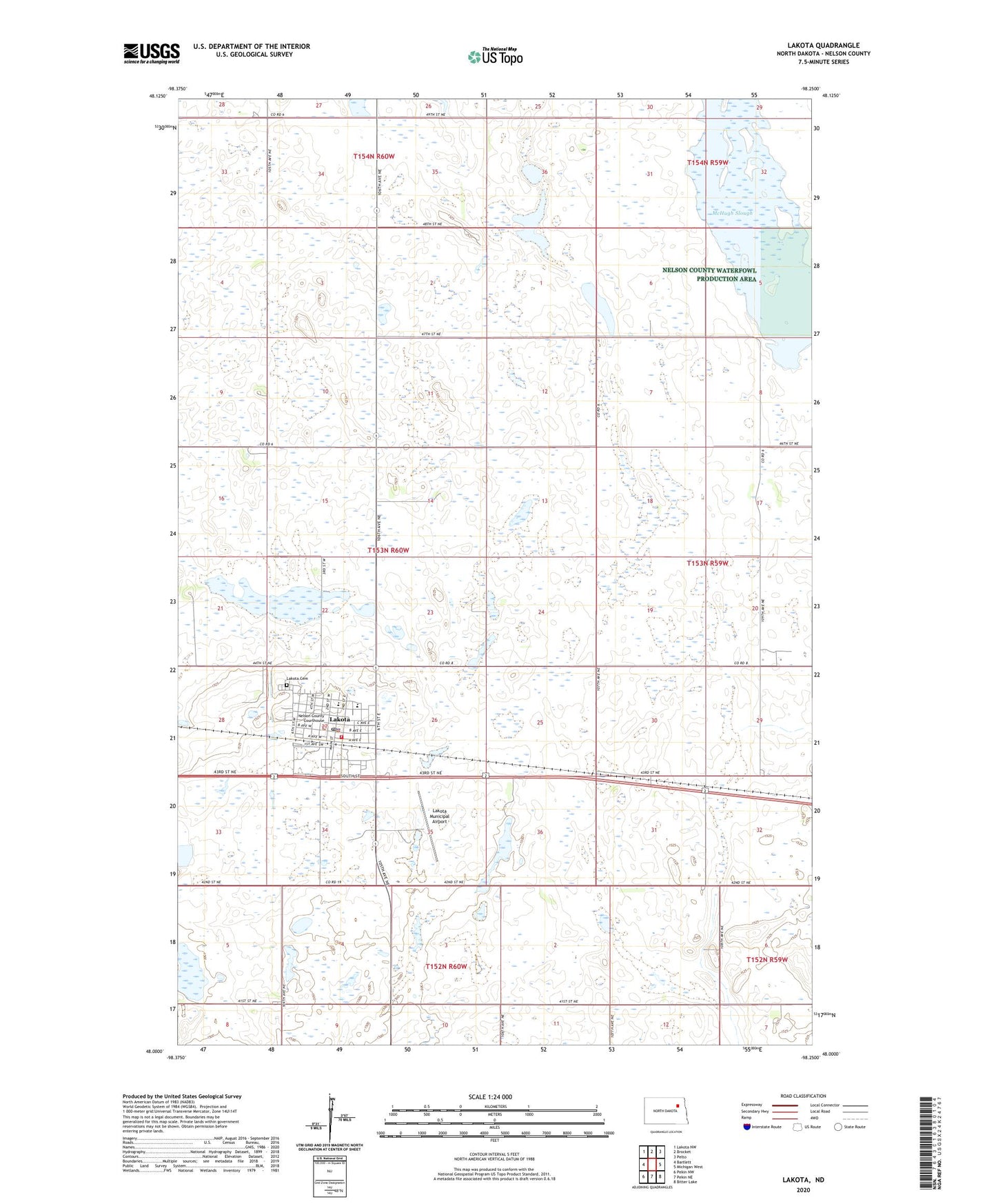 Lakota North Dakota US Topo Map Image