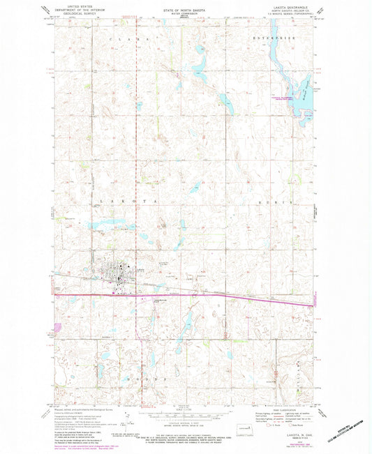 Classic USGS Lakota North Dakota 7.5'x7.5' Topo Map Image