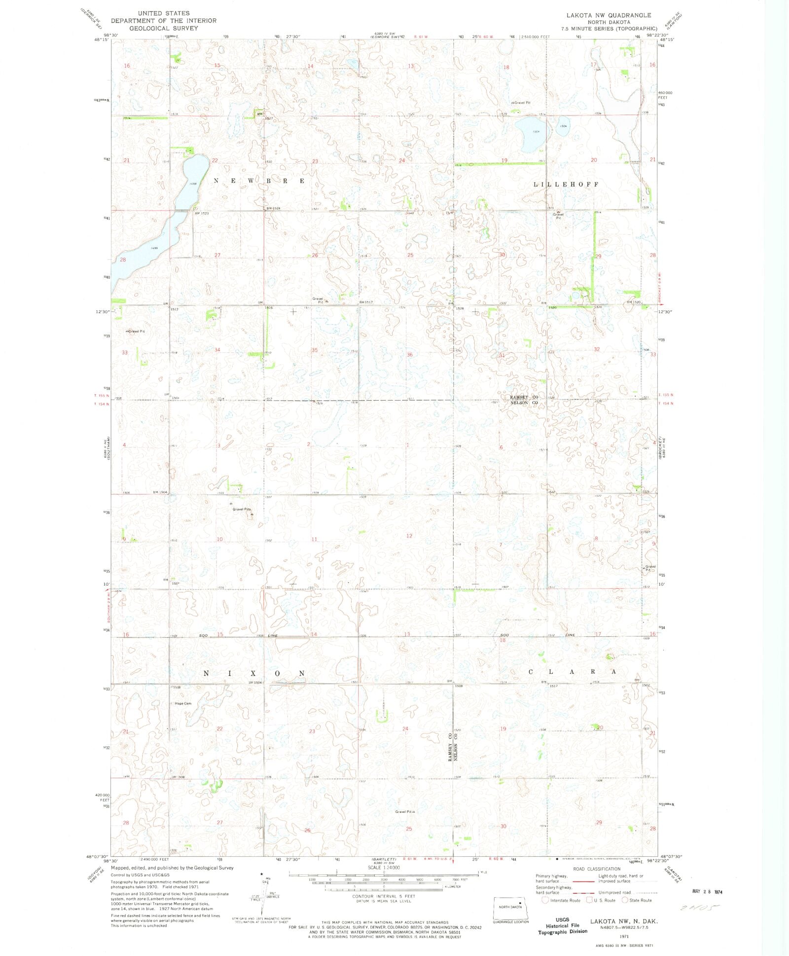 Classic Usgs Lakota Nw North Dakota 75x75 Topo Map Mytopo Map Store 0214