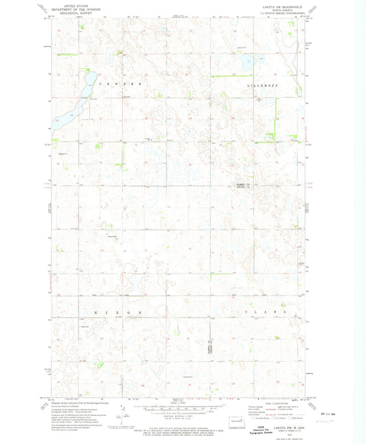 Classic USGS Lakota NW North Dakota 7.5'x7.5' Topo Map Image