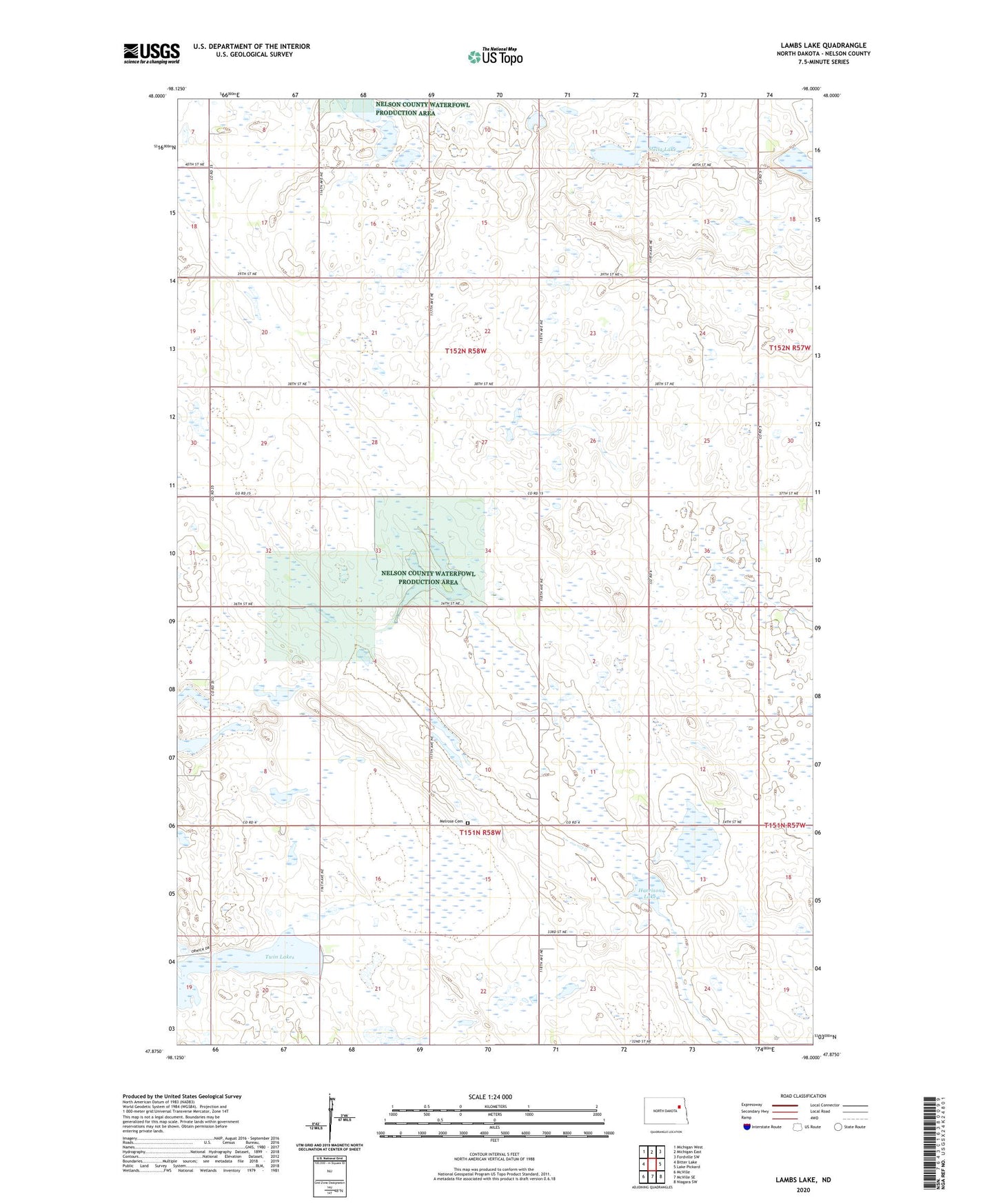 Lambs Lake North Dakota US Topo Map Image