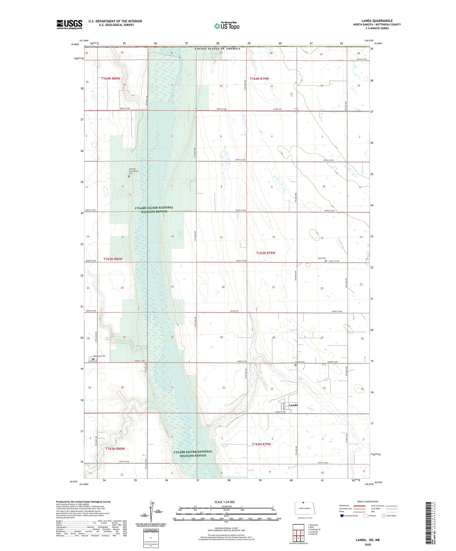 Landa North Dakota US Topo Map Image
