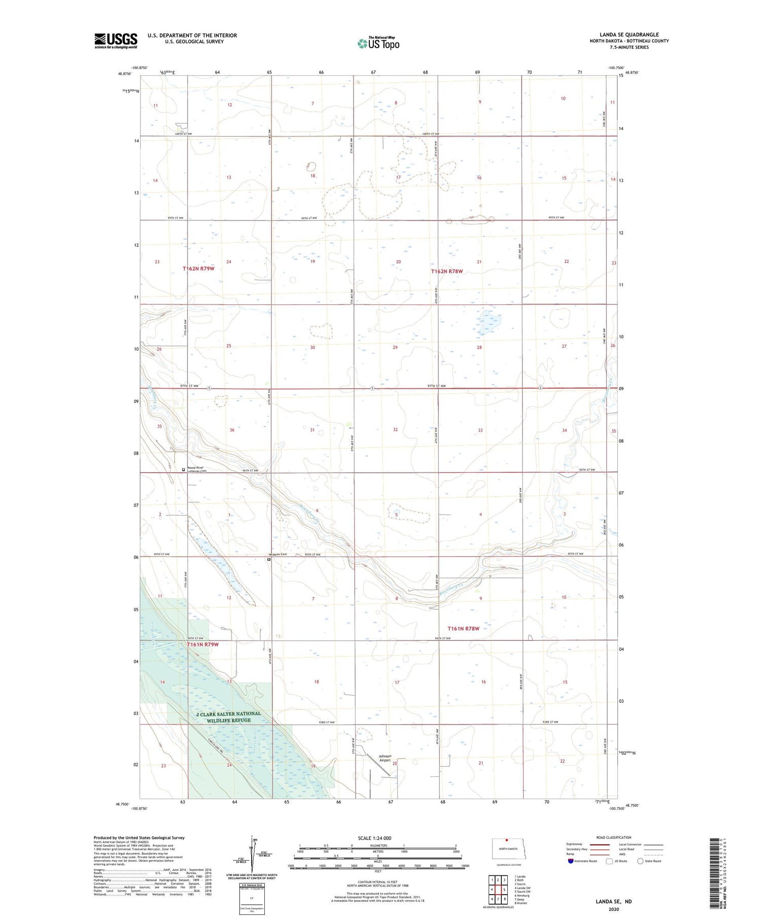 Landa SE North Dakota US Topo Map Image