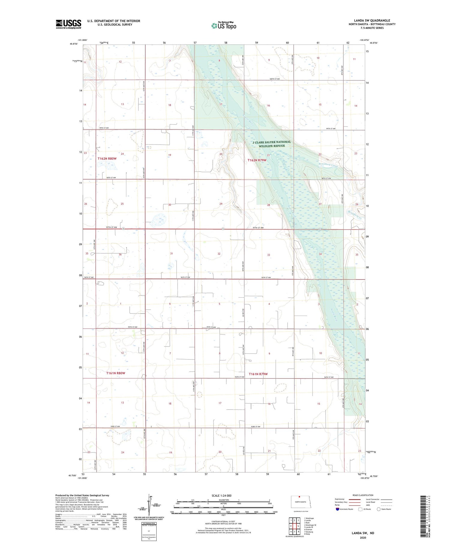 Landa SW North Dakota US Topo Map Image