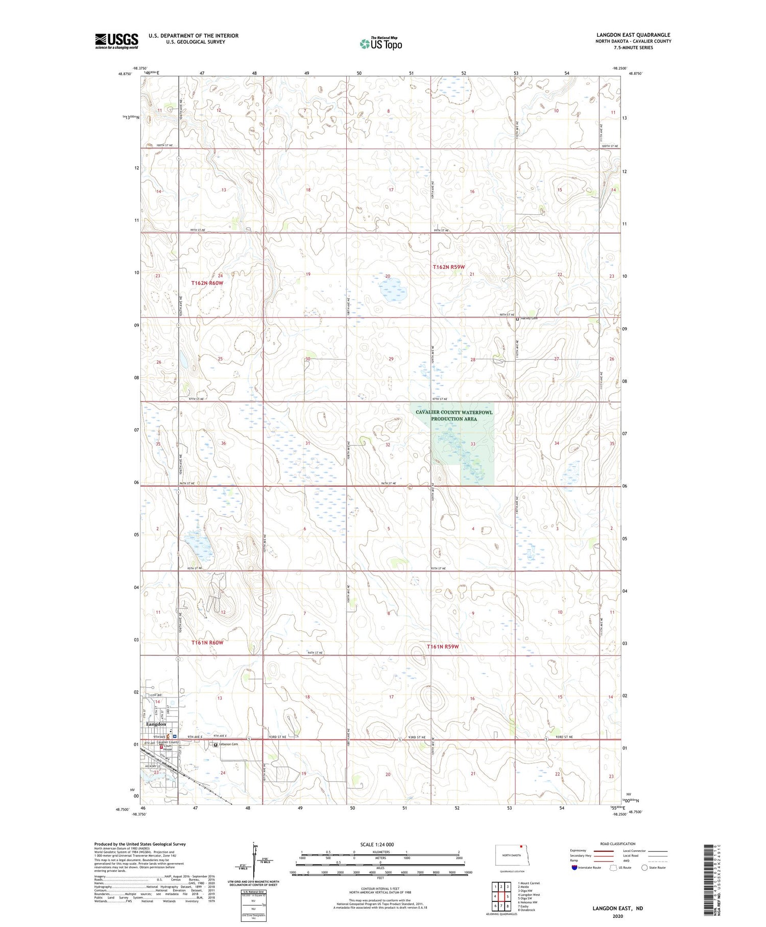 Langdon East North Dakota US Topo Map Image