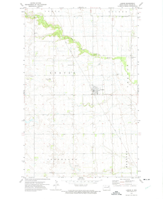 Classic USGS Lankin North Dakota 7.5'x7.5' Topo Map Image