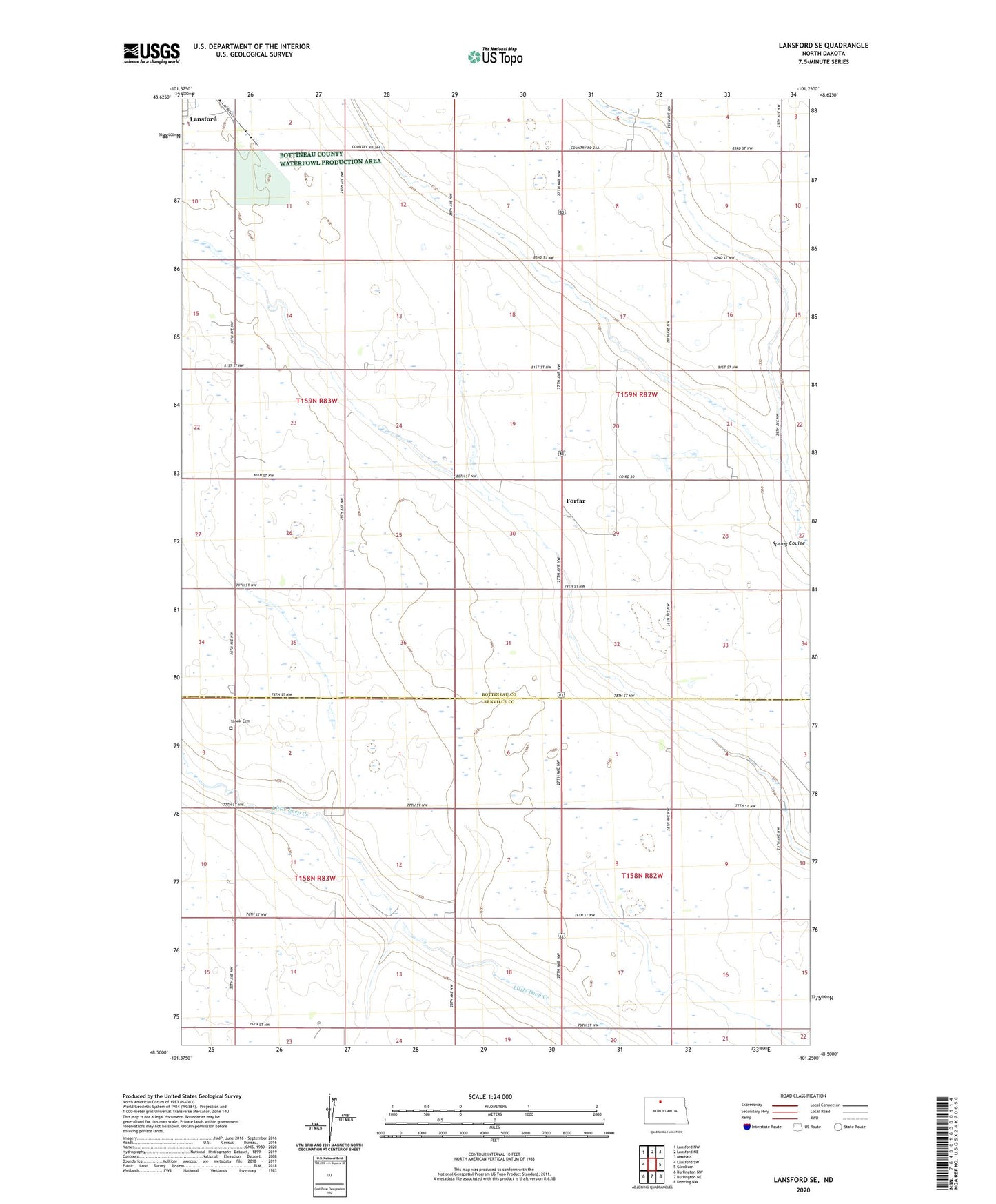 Lansford SE North Dakota US Topo Map Image