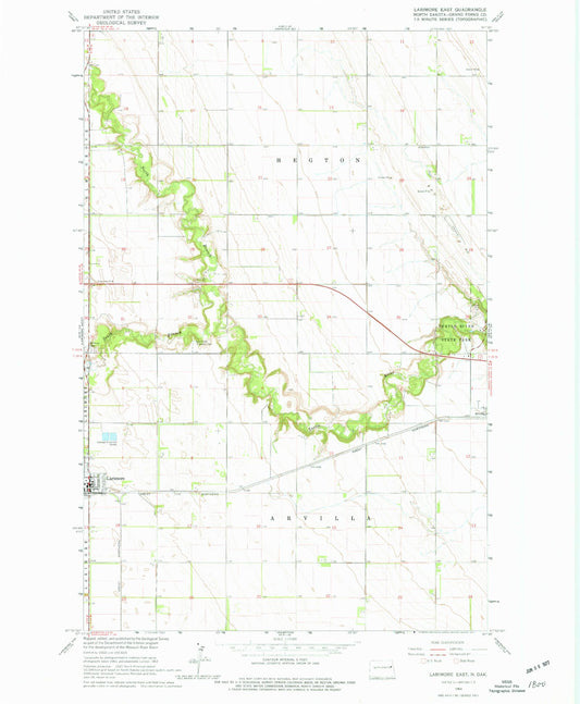Classic USGS Larimore East North Dakota 7.5'x7.5' Topo Map Image