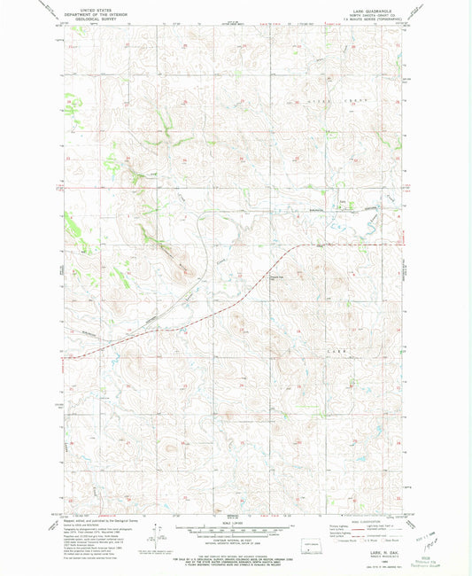 Classic USGS Lark North Dakota 7.5'x7.5' Topo Map Image