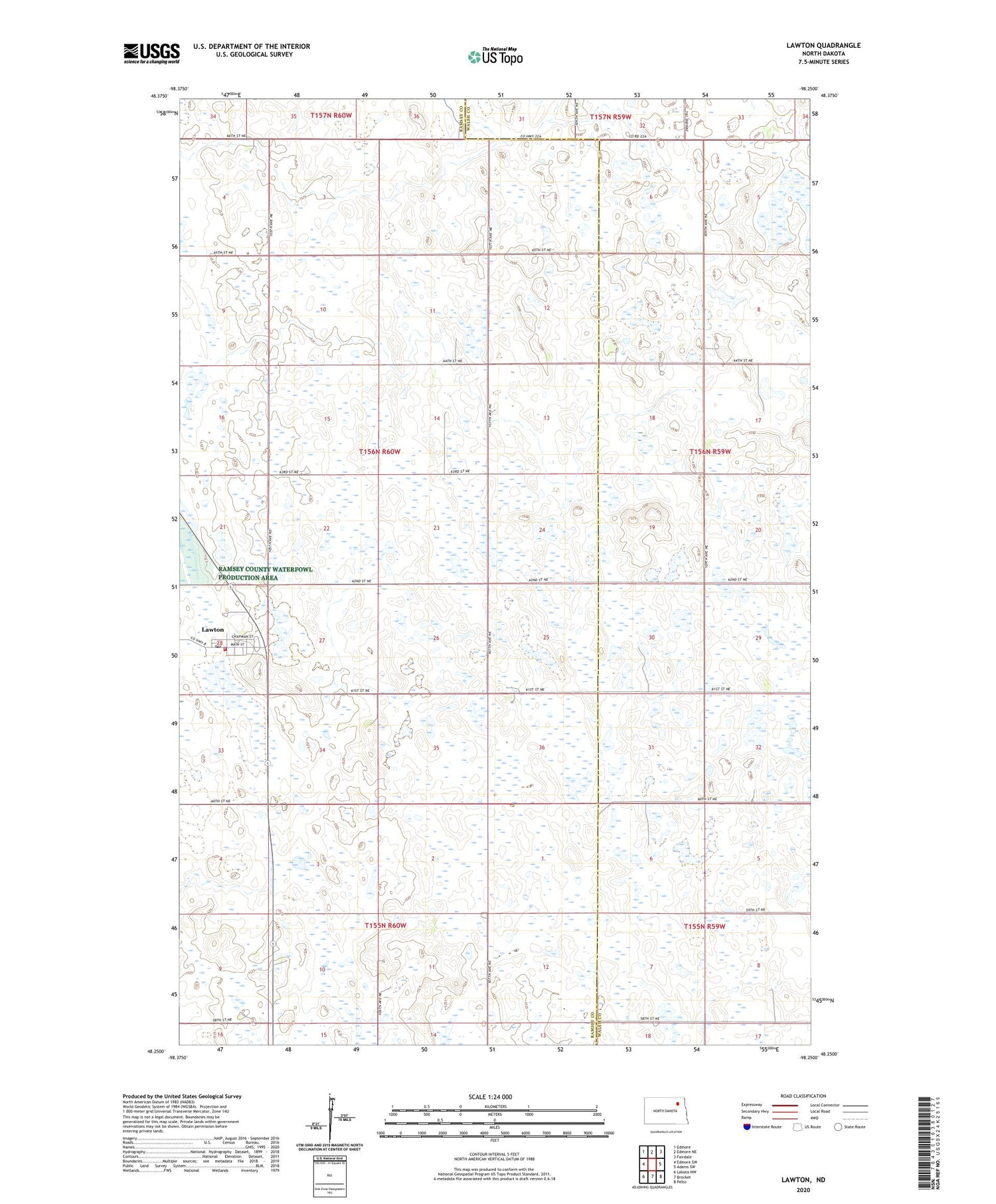 Lawton North Dakota US Topo Map Image