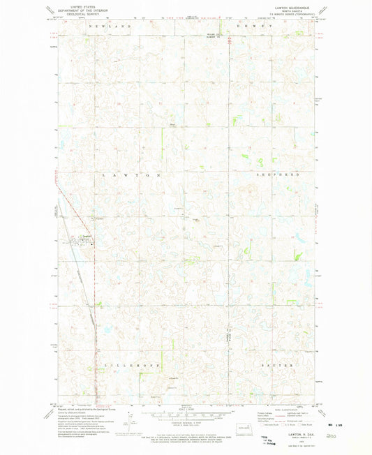 Classic USGS Lawton North Dakota 7.5'x7.5' Topo Map Image
