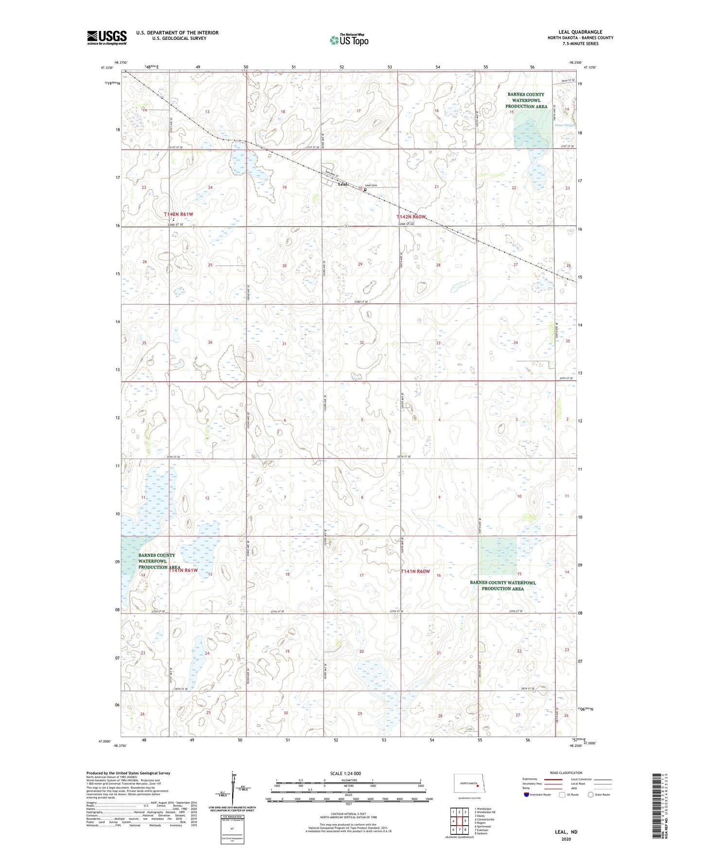 Leal North Dakota US Topo Map Image