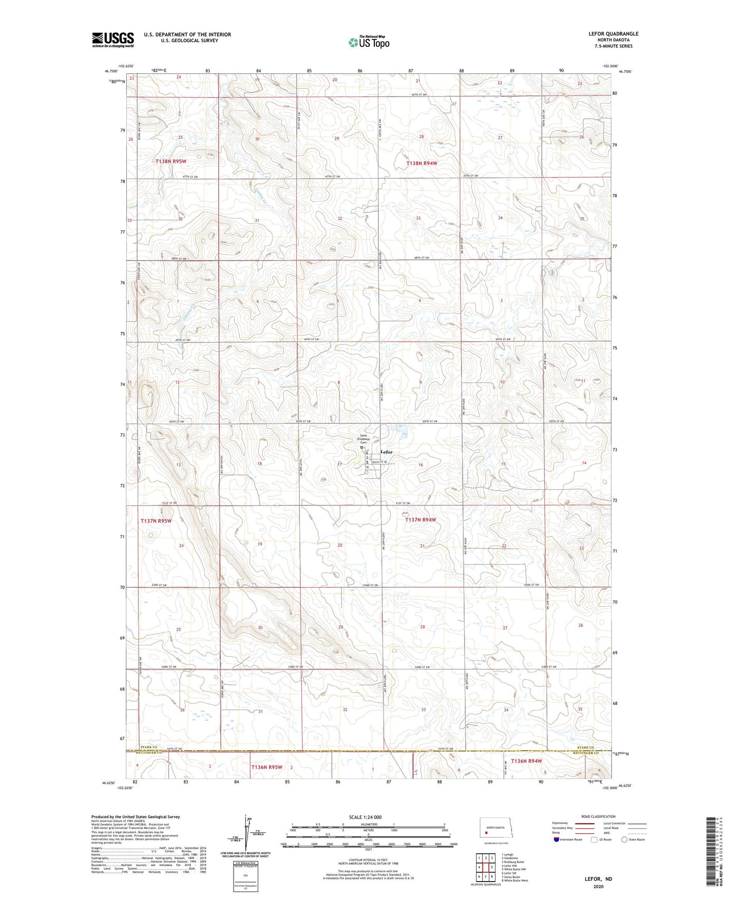 Lefor North Dakota US Topo Map Image