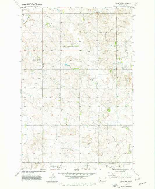Classic USGS Lefor NW North Dakota 7.5'x7.5' Topo Map Image