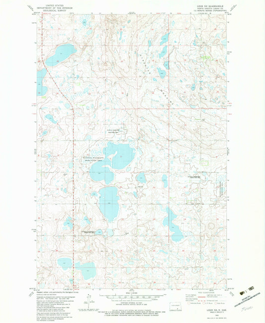 Classic USGS Lehr NE North Dakota 7.5'x7.5' Topo Map Image