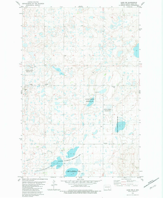 Classic USGS Lehr NW North Dakota 7.5'x7.5' Topo Map Image