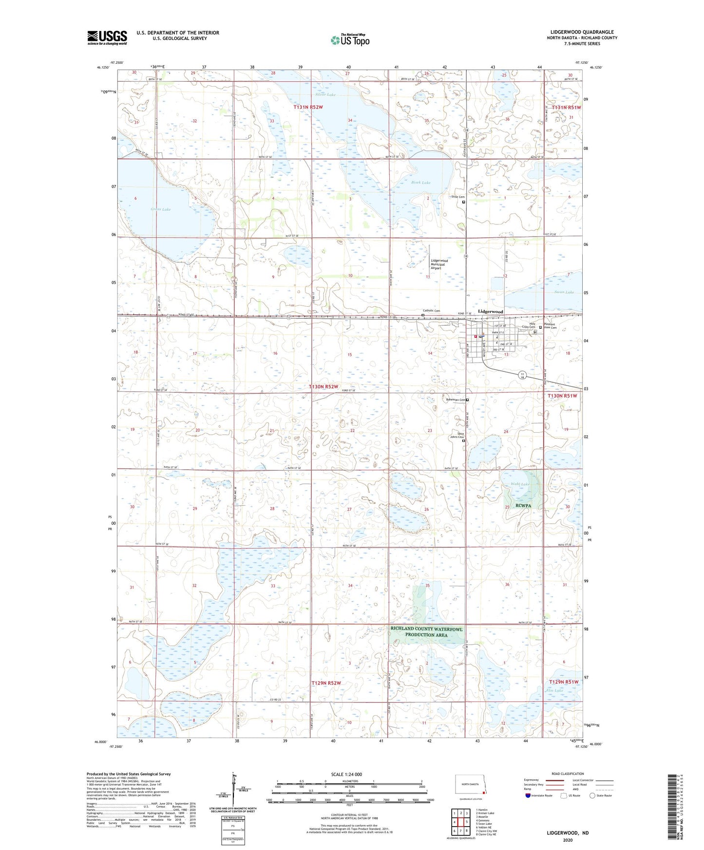 Lidgerwood North Dakota US Topo Map Image