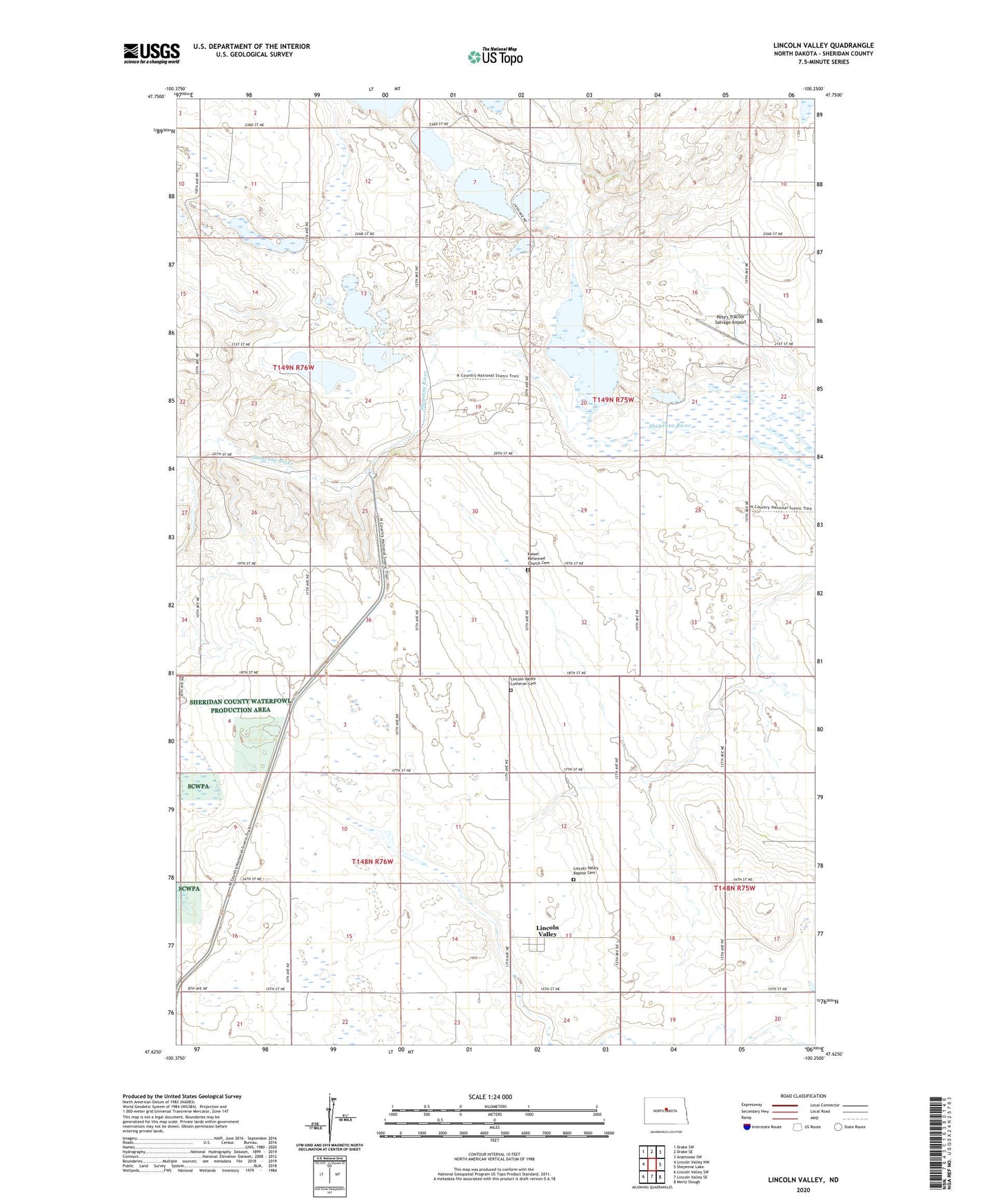Lincoln Valley North Dakota US Topo Map Image