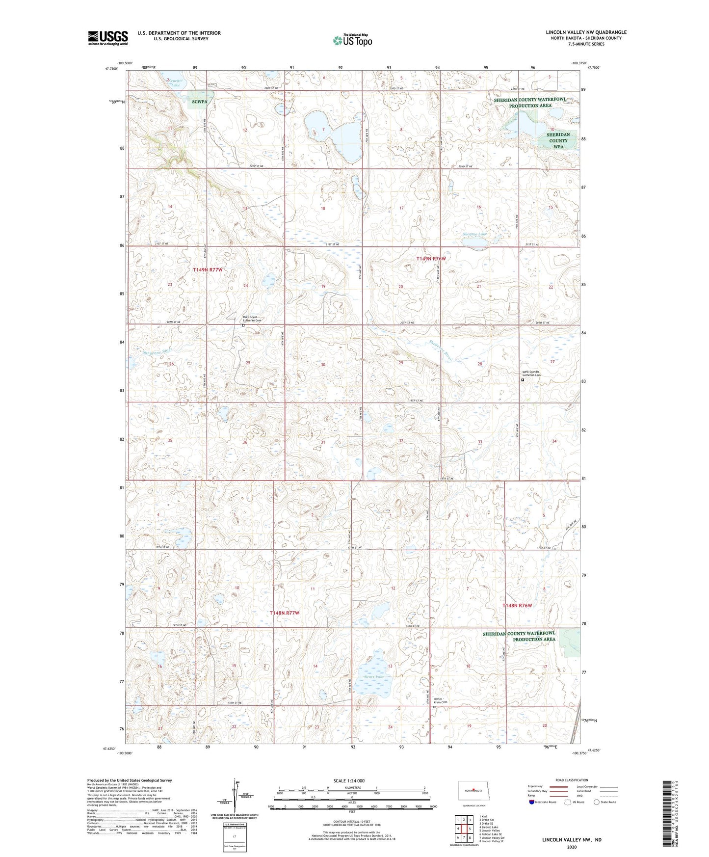 Lincoln Valley NW North Dakota US Topo Map Image