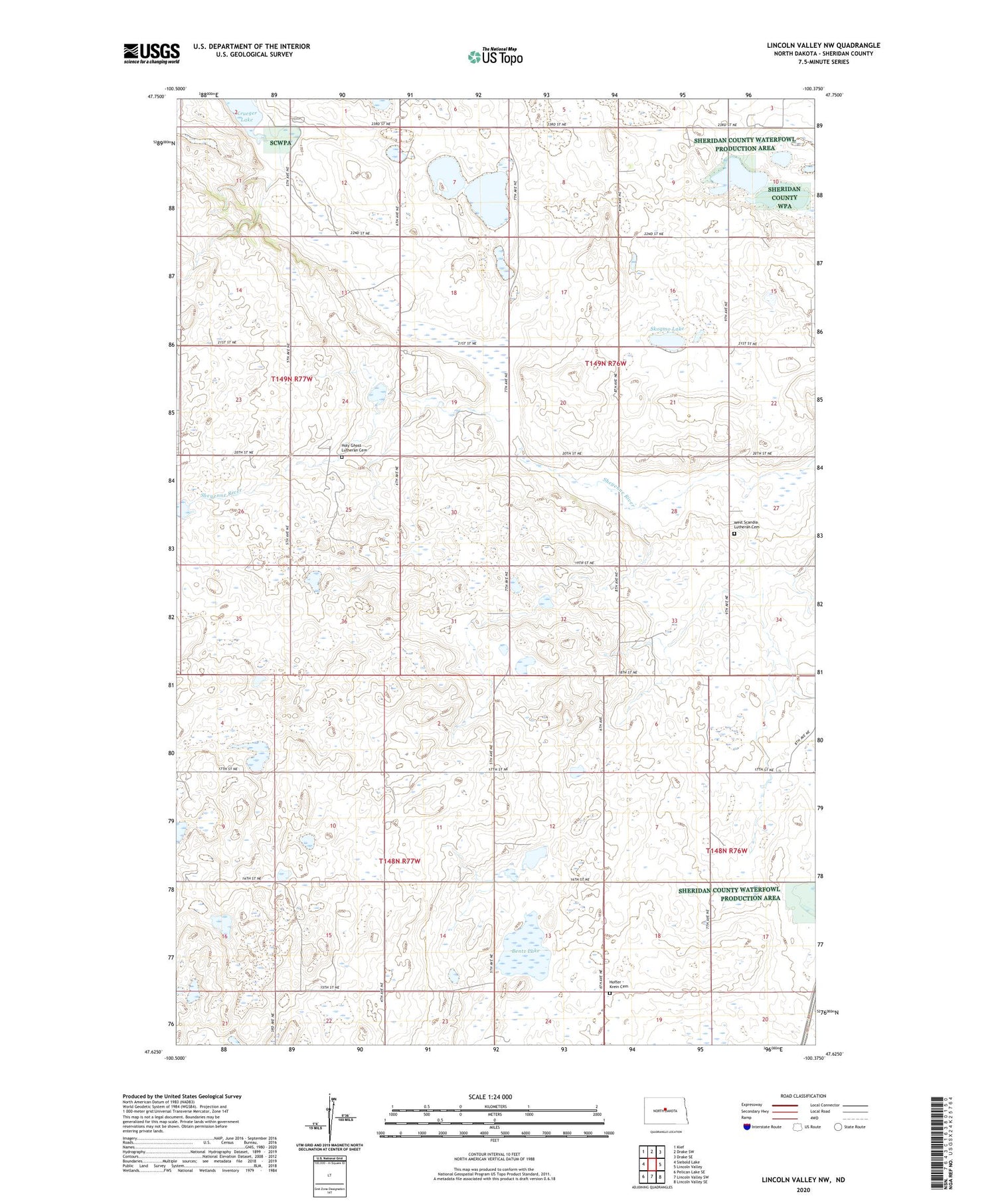 Lincoln Valley NW North Dakota US Topo Map Image