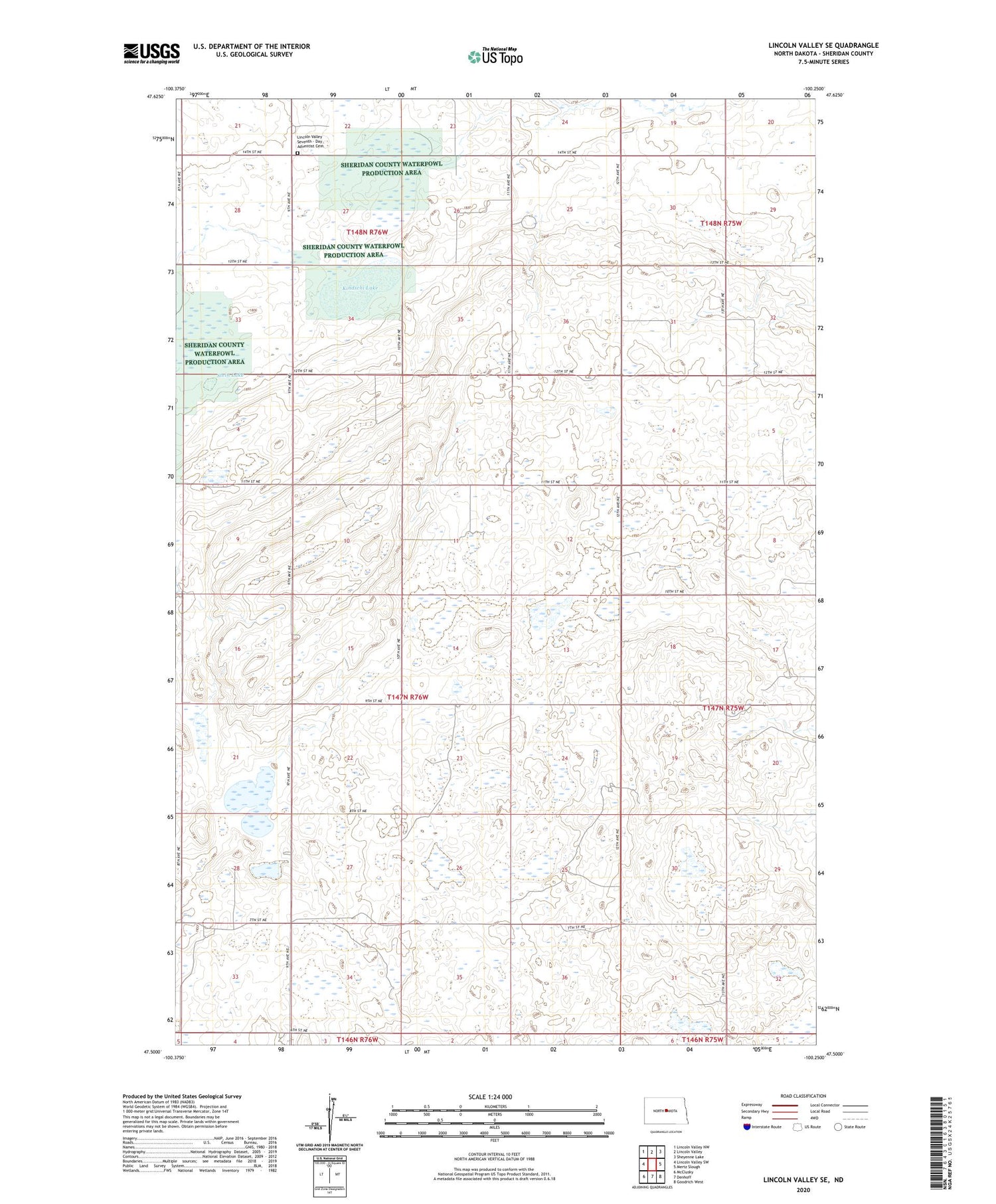 Lincoln Valley SE North Dakota US Topo Map Image